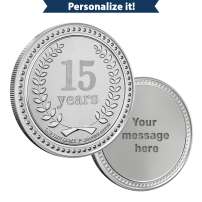 1 oz Silver Engravable 15 Years of Service Round (New w/Gift Box)