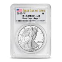 2025-W 1 oz Proof American Silver Eagle Coin PCGS PR70 DCAM FDOI