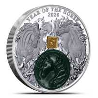 2026 2 oz Proof Burundi Silver With Jade Year of the Horse Coin (Box + CoA)