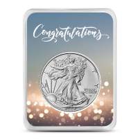 2025 1 oz American Silver Eagle Coin (BU, Congratulations Card)