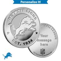 1 oz Engravable NFL Detroit Lions Silver Round (New w/ Gift Box)
