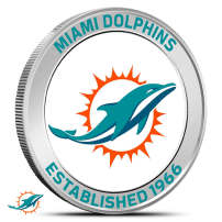 1 oz Colorized NFL Miami Dolphins Silver Round (BU)