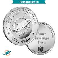 1 oz Engravable NFL Miami Dolphins Silver Round (New w/ Gift Box)