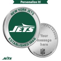 1 oz Colorized Engravable NFL New York Jets Silver Round (New w/ Gift Box)