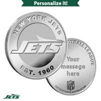 1 oz Engravable NFL New York Jets Silver Round (New w/ Gift Box)