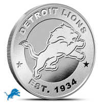 1 oz NFL Detroit Lions Silver Round (BU)