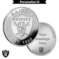 1 oz Engravable NFL Las Vegas Raiders Silver Round (New w/ Gift Box)
