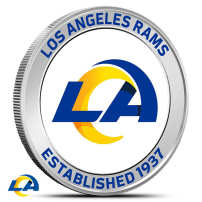 1 oz Colorized NFL Los Angeles Rams Silver Round (BU)