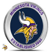 1 oz Colorized NFL Minnesota Vikings Silver Round (BU)