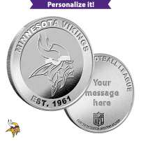 1 oz Engravable NFL Minnesota Vikings Silver Round (New w/ Gift Box)