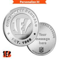 1 oz Engravable NFL Cincinnati Bengals Silver Round (New w/ Gift Box)