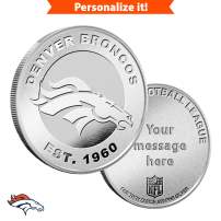 1 oz Engravable NFL Denver Broncos Silver Round (New w/ Gift Box)