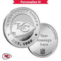 1 oz Engravable NFL Kansas City Chiefs Silver Round (New w/ Gift Box)