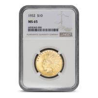 1932 Pre-33 $10 Indian Gold Eagle Coin NGC MS65