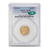 1911-D Pre-33 $2.50 Indian Gold Quarter Eagle Coin PCGS AU58 Strong D CAC