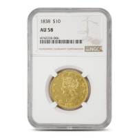1838-P Pre-33 $10 Liberty Gold Eagle Coin NGC AU58