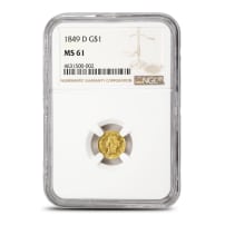 1849-D Pre-33 $1 Liberty Gold Coin NGC MS61 (Type 1)