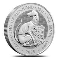 2025 10 oz British Silver Tudor Beasts Greyhound of Richmond Coin (BU)