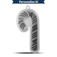 1/2 oz Engravable Candy Cane Shaped Silver Bar (Ornament Capsule)