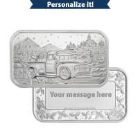 1 oz Engravable Country Christmas Truck Silver Bar (New)