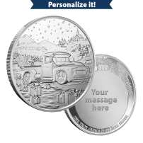 1 oz Engravable Christmas Truck Silver Round (New)