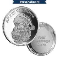 1 oz Engravable Santa Face Merry Christmas Silver Round (New)