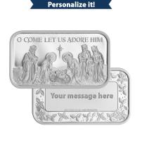 1 oz Engravable Holy Family and Magi Nativity Silver Bar (New)