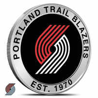 1 oz Colorized NBA Portland Trail Blazers Silver Round (BU)
