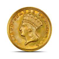 Pre-33 $1 Indian Gold Coin (Type 3, Cleaned)