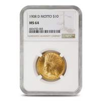 1908-D Pre-33 $10 Indian Gold Eagle Coin NGC MS64