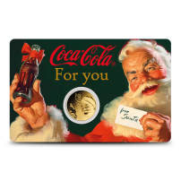1/1000 oz Republic of Chad Gold Coca Cola Santa Claus Coin (In Card)