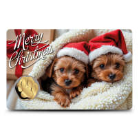 1/1000 oz Republic of Chad Gold Dogs Merry Christmas Coin (In Card)