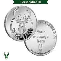 1 oz Engravable NBA Milwaukee Bucks Silver Round (New w/ Gift Box)