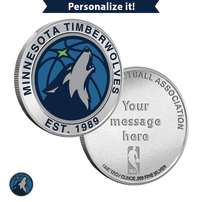1 oz Colorized Engravable NBA Minnesota Timberwolves Silver Round (New w/ Gift Box)