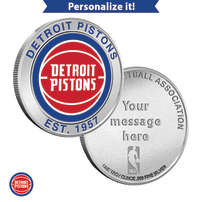 1 oz Colorized Engravable NBA Detroit Pistons Silver Round (New w/ Gift Box)