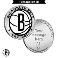 1 oz Colorized Engravable NBA Brooklyn Nets Silver Round (New w/ Gift Box)