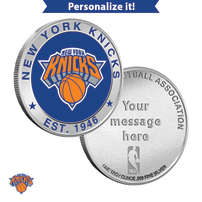 1 oz Colorized Engravable NBA New York Knicks Silver Round (New w/ Gift Box)