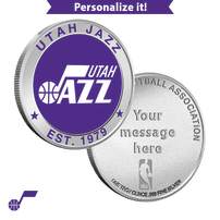 1 oz Colorized Engravable NBA Utah Jazz Silver Round (New w/ Gift Box)