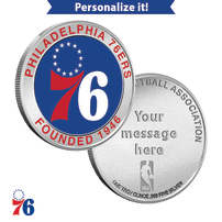 1 oz Colorized Engravable NBA Philadelphia 76ers Silver Round (New w/ Gift Box)