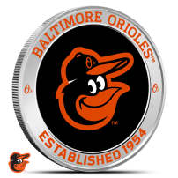 1 oz Colorized MLB Baltimore Orioles Silver Round (BU)