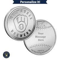 1 oz Engravable MLB Milwaukee Brewers Silver Round (New w/ Gift Box)