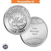 1 oz Engravable MLB New York Mets Silver Round (New w/ Gift Box)