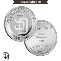 1 oz Engravable MLB San Diego Padres Silver Round (New w/ Gift Box)