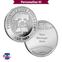 1 oz Engravable MLB Philadelphia Phillies Silver Round (New w/ Gift Box)