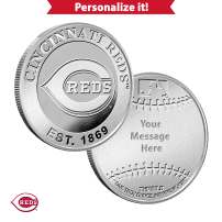 1 oz Engravable MLB Cincinnati Reds Silver Round (New w/ Gift Box)