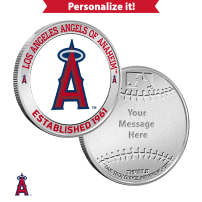 1 oz Colorized Engravable MLB Los Angeles Angels Silver Round (New w/ Gift Box)