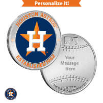 1 oz Colorized Engravable MLB Houston Astros Silver Round (New w/ Gift Box)