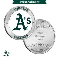 1 oz Colorized Engravable MLB Athletics Silver Round (New w/ Gift Box)