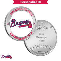 1 oz Colorized Engravable MLB Atlanta Braves Silver Round (New w/ Gift Box)