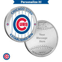 1 oz Colorized Engravable MLB Chicago Cubs Silver Round (New w/ Gift Box)
